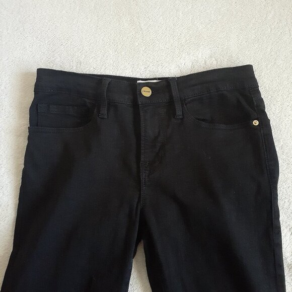 Frame Women's Size 26 Black Film Noir Le Skinny de Jeanne Crop Jeans - Picture 5 of 16